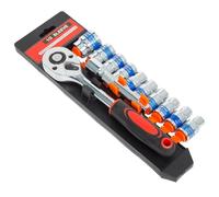 Yidueace Jeu de 12 douilles à cliquet - Entraînement carré de 13 mm - Pour camion, électricien, atelier, garage, chantier, mécanicien, vélo, moto et maison