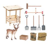 Yidueace Jeu de Ferme Éducatif,Outils de Jeu de Rôle en Bois avec Gnomes et Rennes,Set Complet avec Animaux de la Ferme pour - Cadeau pour Filles et Garçons à la Maison ou en Fête d'anniversaire