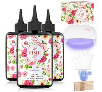 YIEHO Résine UV 300g Kit avec Lumière Améliorée Cristal Clair Résine époxy Dure à Séchage UV, Prémélangée, pour l'artisanat d'art, la Bijouterie et la Joaillerie, avec Lampe.