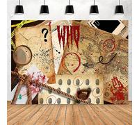 Yieldeer Toile de Fond de détective Espion 2,1 x 1,5 m - Scène de Crime de - Empreintes digitales - Preuves - Mission secrète - Décorations de fête mystère - Décoration de Photographie