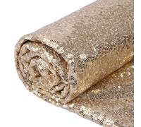 YIEMI Tissu à paillettes, tissu à paillettes pour vêtements à la mode, décoration de jouets, nappe à paillettes et bricolage, etc. (1 mètre, or peu profond)