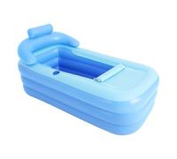 YIEMJS Baignoire gonflable bleue pour adulte - 160 x 84 x 64 cm - Baignoire portable avec coussin d'assise, pompe électrique et design à 3 chambres - Pour balcon, camping et spa à la maison - Charge