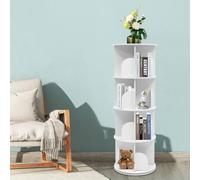 YIEMJS Bibliothèque rotative à 360 °, à 4 niveaux, avec capacité de charge de 60 kg, multifonctionnelle, en PVC, système d'organisation de pièce peu encombrant, pour chambre d'enfant, bureau et salon