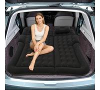 YIEMJS Matelas gonflable pour voiture SUV - Matelas gonflable portable avec pompe à air - 2 oreillers double face - Lit de voiture épais pour camping, voyage, extérieur - Noir