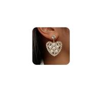 Yienate Boucles D'oreilles Boho Grand Coeur Cristal Clou Or Perle Amour Coeur Pendentif Boucles D'oreilles Pave Strass Mariage Boucles D'oreilles Mariage Boucles D'oreilles Coeur Cristal Pour Femmes