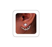 Yienate Boucles d'oreilles Boho Lotus - Vestes en strass vintage - Fleurs avant et arrière - Bijoux argent femmes/filles