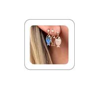 Yienate Boucles d'Oreilles Boho Poisson - Pendantes 3 Poissons Creux - Bijoux Plage et Océan pour Femmes