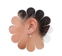 Yienate Boucles d'oreilles créoles bohèmes en forme de petit cercle avec strass CZ lune/étoile/éclair/mauvais œil/cône/serpent pendantes pendantes punk pour femmes et filles (étoile dorée)
