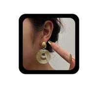 Yienate Boucles d'oreilles créoles uniques style disco années 70 doré/argenté - Boucles d'oreilles géométriques vintage - Boucles d'oreilles multi-cercles - Double lien rond - Bijoux pour femme, Zinc
