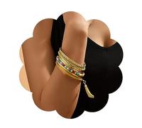 Yienate Bracelet Bangle Or Boho Set Couleur Perle Pampilles Multi Bangle Set Mariage Indien Points Strass Bangle Indien Bollywood Vintage Bangle Grand Bracelet Rond Empilable Bijoux Pour Femmes