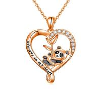 Yienate Collier Panda En Cristal Or Rose Collier Ras Du Cou Vintage Coeur Panda Et Pendentif Bambou Collier Animal Mignon Bijou De Charme Toujours Dans Mon Coeur Cadeaux D'anniversaire Pour Femmes
