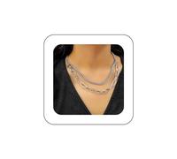 Yienate Collier Punk Argenté À Couches Multiples Collier Vintage À Maillons Empilés Chaîne De Trombone Cuba Collier Ras De Cou Rock Collier Épais Bijoux De Charme Pour Femmes Et Filles