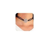 Yienate Mode Dreamcatcher Collier Court Ras du Cou Cuir Velours Corde Chaîne Collier Collier Argent Minuscule Turquoise Dream Catcher Clavicule Collier Punk Collier Bijoux pour Femmes Filles