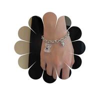 Yienate Punk Ours Cloche Bracelet Argent Chaîne Épaisse Main Chaîne Main Cloche Pendentif Main Harnais Mignon Acrylique Ours Pendentif Poignet Chaîne Déclaration Esclave Bracelet Bijoux pour Femmes