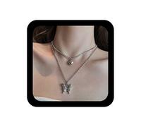 YienDoo Collier ras du cou bohème en forme de papillon en cristal vintage avec pendentif en forme de cœur en strass pour femme