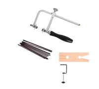 YIEPET Kit de fabrication de bijoux 3 en 1, cadre de scie de bijoutier réglable avec 144 lames, ensemble de pinces à broches d'établi à fente en V, outil de serrage en bois