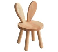 Yier Mei Tabouret en bois massif avec dossier personnalisé en forme d'oreilles de lapin pour enfants, chaise ronde en bois pour enfants pour manger, lire et jouer (L, couleur bois)