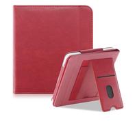 Yiernuo Coque pour Tolino Vision Color (2024)/Vision 6 (2021) & Kobo Libra Colour (2024)/Libra 2 (2021) 7 Pouces eReader, Etui Houss avec Compartiment pour Cartes, Dragonne et Support, Rouge