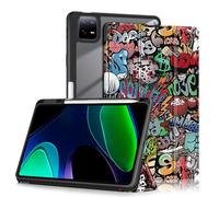 Yiernuo Coque pour Xiaomi Mi Pad 6/Mi Pad 6 Pro 11 Pouces Tablette,Etui Housse de Protection Folio Translucide avec Fonction Support et Veille/Réveil Automatique,Graffiti