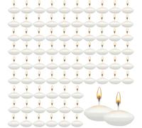 Yieson 80 Pièces Bougies Flottantes, 3.8 cm Bougie Decorative, Peut Brûler Pendant 1,5 Heure, pour la Saint-Valentin, Halloween, Noël et les Décorations de Piscine de Mariage (Blanc)