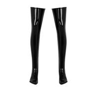 Yiesvsov Bas Hauts Pour Hommes Effet Vernis Cuissards Chaussettes Hautes Hommes Fitness Look Mouillé Noir Chaussettes Bas Longs Noir L