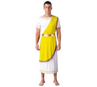 Yiesvsov Costume De Dieu Grec Pour Hommes Toge Romaine Antique Robe Longue Tenue Halloween Carnaval Déguisement Fête À Thème Jaune M