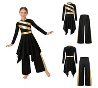 Yiesvsov Costume Métallique Eye Catching pour Les Filles Enfants pour Le Chœur Danse Liturgique Et Louange Noir 7-8 Ans