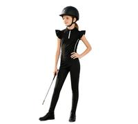 Yiesvsov Enfants Tenues D'Équitation Pour Filles Légins D'Entraînement | Pull Over Zip Moitié,Léger,Étirement,Sports,Randonnée,Leçons D'Équitation,École,Séance D'Entraînement,Scolarité,Stages
