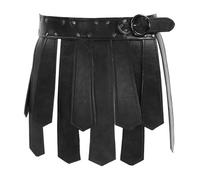 Yiesvsov Femme Rock Jupe en Cuir Gothique Punk Gladiator Steampunk Mini Jupe Romain Combattant Guerrier Costume Danse Party Clubwear Noir Taille Unique