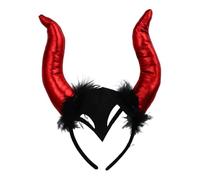 Yiesvsov Filles Cornes Diadème Dhalloween Diadème Sorcière Gothique Bandeau Tête Dhalloween Carnaval Fête Des Mascarades Accessoires Coiffure Rouge Taille unique