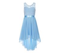 Yiesvsov Filles Robe Dentelle Été Robe Mariage Demoiselle d'honneur Longue De Fête De Soirée Robes Bleu Clair 12-14 Ans