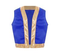 Yiesvsov Gilet Pour Enfants Garçons Costume De Prince Arabe Veste Médiévale Gilet Gothique Steampunk Déguisement Halloween Carnaval Fête Bleu royal 5-6 ans