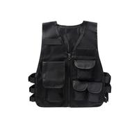 Yiesvsov Gilet Tactique Pour Enfants Veste Camouflage Gilet De Protection Pour Armée Chasse Jeu Cs Extérieur Camping Randonnée Noir 8-14 ans