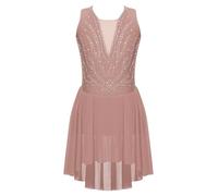 Yiesvsov Robe De Patinage Artistique pour Filles sans Manches Robes De Roller Patinage Strass Paillettes Robe De Ballet Danse Moderne Robes De Danse Lyrique