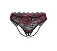 Yiesvsov Slips Femme String Fini Fleur Tanga Culotte avec Perles Culotte Bikini Ouvert Dessous Linge Corps Base Noir Taille Unique