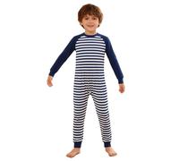 Yiesvsov Vêtements Adaptatifs Anti-arrachage Unisex Pour Enfants Avec Besoins Particuliers Salopette Rayée Longue 3-16 Ans Bleu marine 3-4 ans