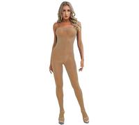 Yiesvsov Women Bodystocking Ouvert Nylon Collant Transparent Résille Body Ensemble Lingerie Érotique Sous-vêtements Lingerie Sexy Café Taille unique
