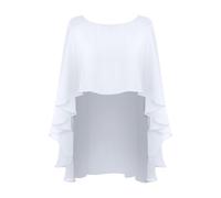 Yiesvsov Women Bolero Veste Élégant Asymétrique Cape Chiffon Poncho Écharpe Cardigan Hauts Pour Mariage Robe De Mariée Robe De Soirée