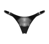Yiesvsov Women Wetlook String Tanga Mini Slip Effet Cuir Gstring Culotte Panties Bikini Maillot De Bain Lingerie Sousvêtements Noir S
