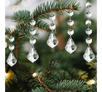 YIEUR 12pcs Pendentif capteur de Soleil en Cristal avec 56 Pcs Guirlande de Perles, 38mm Lustre en Verre de Cristal Attrape Cristaux Pendentif Prismes pour Fenêtre Maison Jardin Carillon éolien