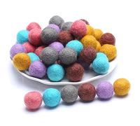 YIEUR 48pcs boules de feutre Perles Set, 2cm pastel pompom laine set, Coloré Laine Feutre Balles Pom Poms pour bricolage faites à la main Laine Ensemble Décorations et cadeaux (Sombre)