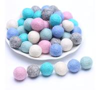 YIEUR 48pcs boules de feutre Perles Set, 2cm pastel pompom laine set, Coloré Laine Feutre Balles Pom Poms pour bricolage faites à la main Laine Ensemble Décorations et cadeaux (claire)