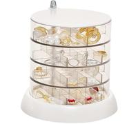 YIEZI 4 Couches Boîte à Bijoux Femme Ronde Coffret à Bijoux, Boite Ronde Rangement Acrylique, 360 Degrés Organisateur Bijoux pour Bagues Boucles d'oreilles Colliers