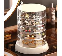YIEZI 5 Couches Boîte à Bijoux Femme Ronde Coffret à Bijoux, Boite Ronde Rangement Acrylique, 360 Degrés Organisateur Bijoux pour Bagues Boucles d'oreilles Colliers