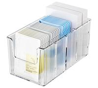 YIEZI Boîte de Rangement Transparente pour Masques Faciaux avec Cloisons Réglables - Organisateur Multifonctionnel Cosmétique pour Table de Toilette et Salle de Bain - Grande Capacité Antipoussière