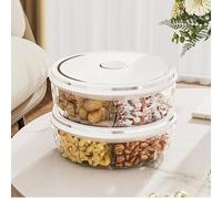 YIEZI Plateau de Service Divisé avec Couvercle à Pression, Organiseur Rond en Plastique à 5 Compartiments pour le Rangement des Aliments, Organiseur Transparent pour Bonbons, Fruits et Noix (2 Pack)
