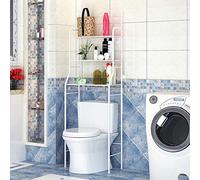 YIFAA Etagère de Salle de Bain MARSA Meuble de Rangement au-Dessus des Toilettes WC ou Lave-Linge avec 3 tablettes, en métal laqué 165 * 55 * 26cm (Blanc)