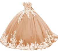 Yifanier Belles Robes de Quinceanera sans Bretelles Fleurs 3D Robes de Quinceanera avec Dentelle Bouffante et traîne MT027