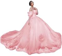 Yifanier Doux Hors épaule Robes de Quinceanera Robe de Bal Robes de Bal en Dentelle avec Train Robes de Princesse gonflées pour 15 16
