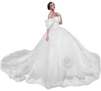 Yifanier Doux Hors épaule Robes de Quinceanera Robe de Bal Robes de Bal en Dentelle avec Train Robes de Princesse gonflées pour 15 16